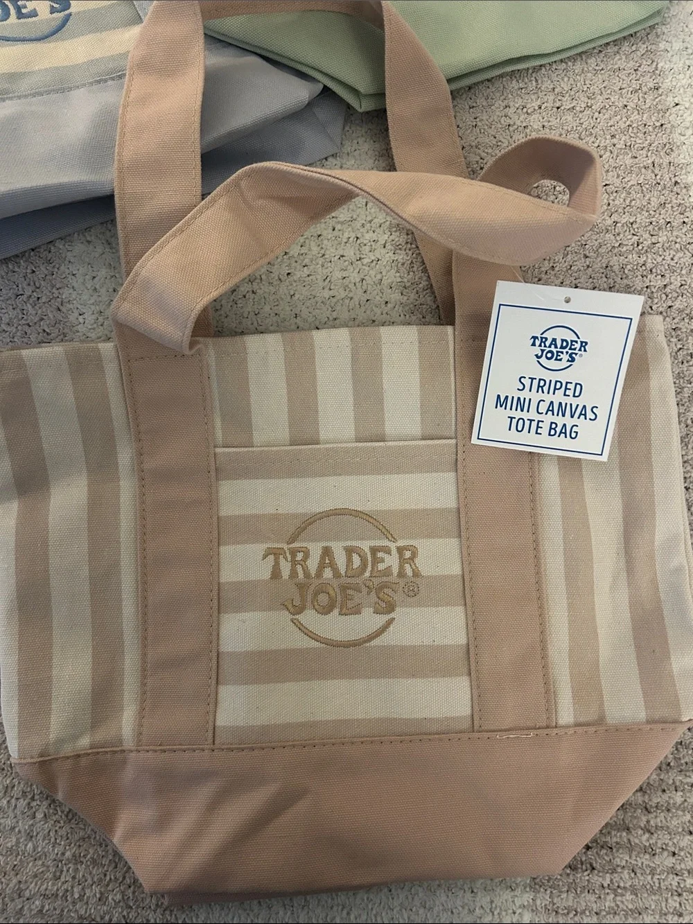 Viral Trader Joe’s Striped Mini Canvas Tote Bags- set of 4